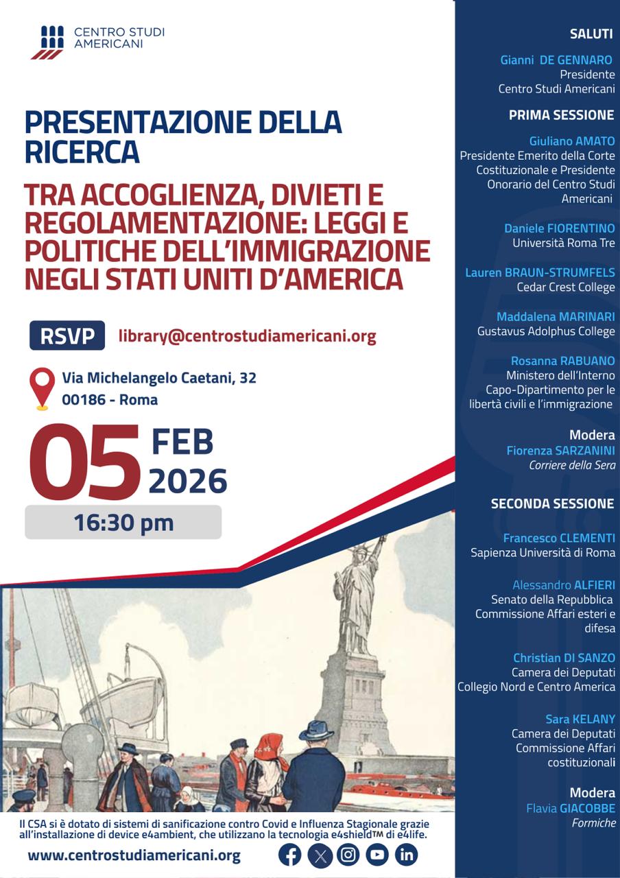 Presentazione della ricerca Tra accoglienza, divieti e regolamentazione: leggi e politiche dell’immigrazione negli Stati Uniti d’America